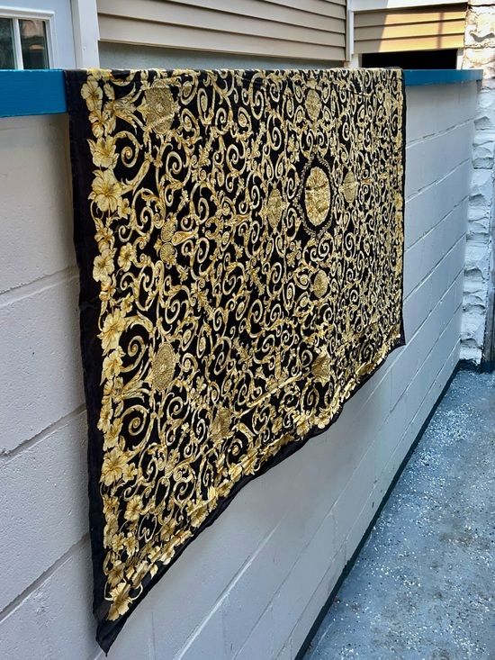 Versace Other - Versace Black and Gold Ornate Baroque Wall Tapestry